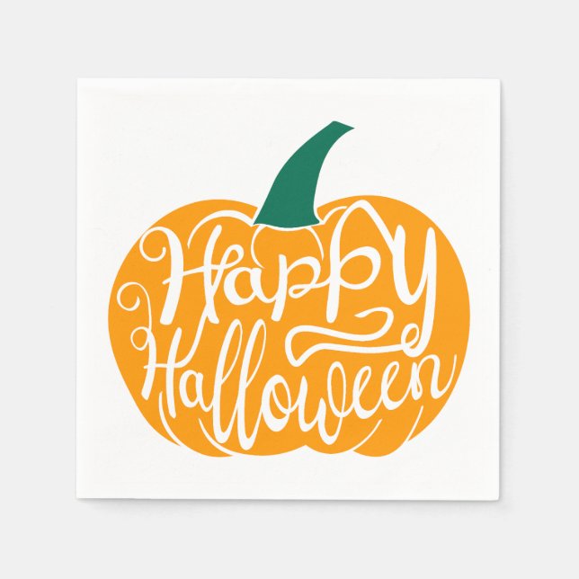 Servilleta De Papel Grabación feliz de Halloween con calabaza tallada (Anverso)