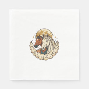Servilleta De Papel Grabado Antiguo Caballos Cósmicos Arte Lunar
