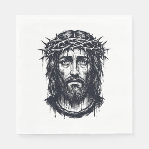 Servilleta De Papel Grabado Antiguo Corona de Espinas Retrato Sagrado