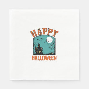 Servilleta De Papel Grabado Antiguo Feliz Halloween Casa Embrujada De