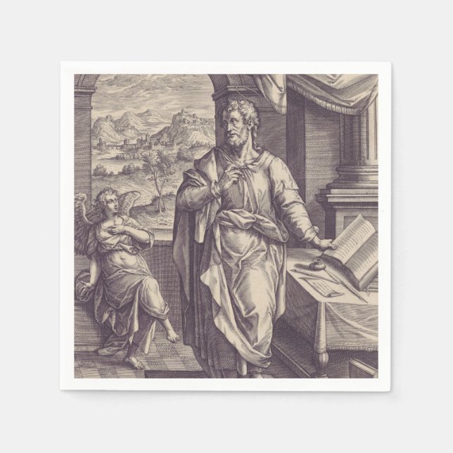 Servilleta De Papel Grabado de San Mateo Inspiración Divina (Anverso)