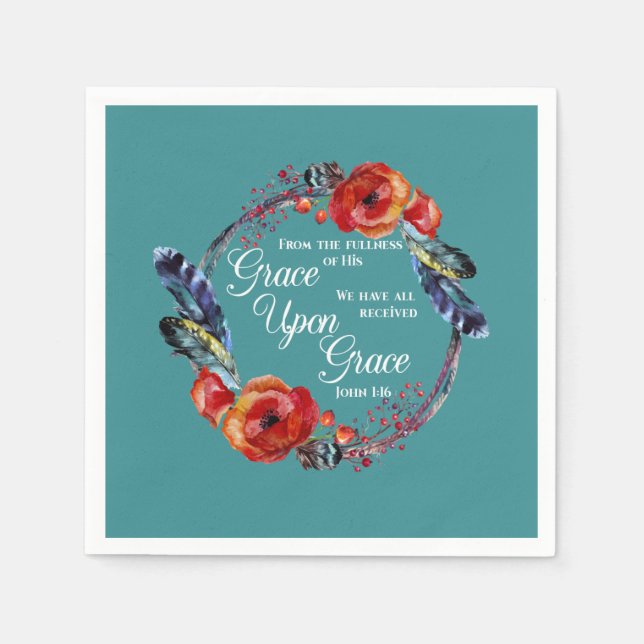 Servilleta De Papel Grace Upon Grace John 1:16 Scripture (Anverso)