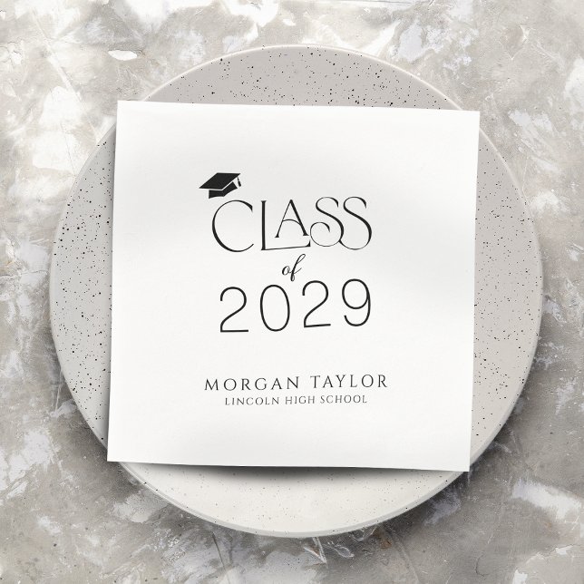 Servilleta De Papel Graceful Elegance de clase mínima de 2025 Graduado (Minimal Graceful Elegance Class of 2025 Graduate Napkins)