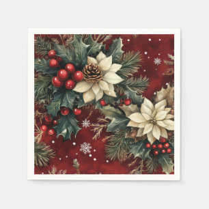 Servilleta De Papel Gracia de Poinsettia en el Abrazo de la Nevada