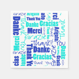 Servilleta De Papel Gracias a Blue and Turquoise Multilingual