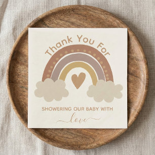 Servilleta De Papel gracias bebé ducha marrón boho arco iris