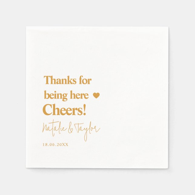 Servilleta De Papel ¡Gracias! Boda simple (Anverso)