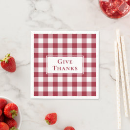 Servilleta De Papel Gracias Burgundy Gingham Check Gracias