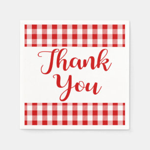 Servilleta De Papel Gracias Cheques Rojo y Blanco Gingham Plaid