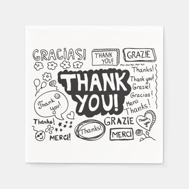 Servilleta De Papel Gracias En Diferentes Idiomas (Anverso)
