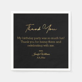 Servilleta De Papel gracias feliz cumpleaños oro negro moda mínima