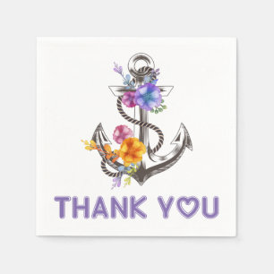 Servilleta De Papel Gracias Floral Náutico Ancla Flor Partido