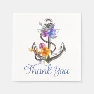 Servilleta De Papel Gracias Floral Náutico Ancla Flor Partido