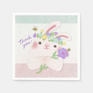 Servilleta De Papel Gracias: Ilustración de conejo con flores
