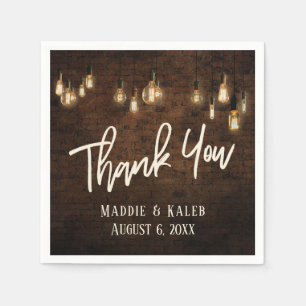 Servilleta De Papel Gracias Ladrillos Industriales con Edison Lights