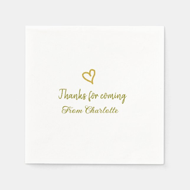 Servilleta De Papel gracias por venir añadir nombre mensaje de texto d (Anverso)