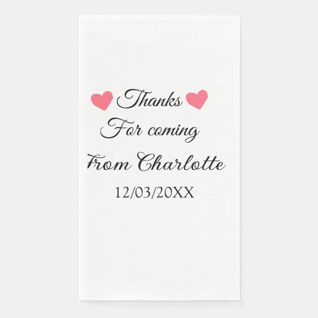 Servilleta De Papel gracias por venir mensaje de texto nombre agregar (Anverso)