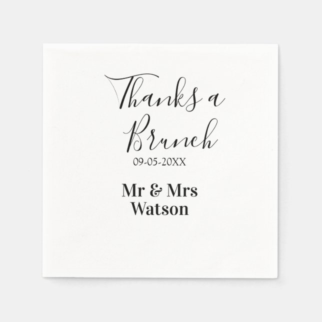Servilleta De Papel Gracias un brunch post boda nombre fecha simple  (Anverso)