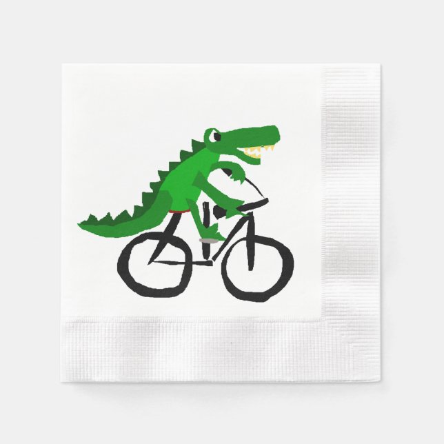 Servilleta De Papel Graciosa Bicicleta De Alligator (Anverso)