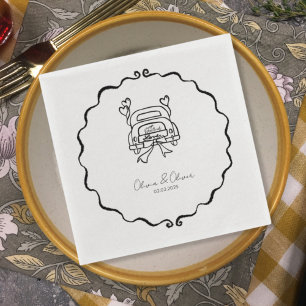 Servilleta De Papel Graciosa boda de coches recién casados