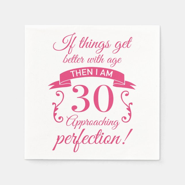 Servilleta De Papel Graciosa 'Perfección' de cumpleaños número 30 (Anverso)