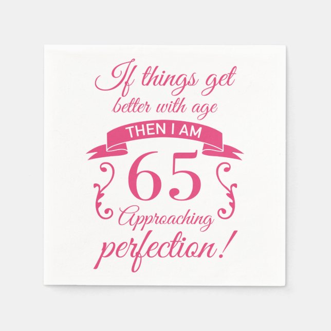 Servilleta De Papel Graciosa 'Perfección' de cumpleaños número 65 (Anverso)