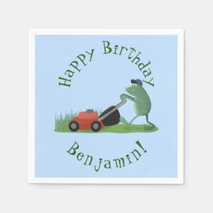 Servilleta De Papel Graciosa rana verde que siembra césped personaliza