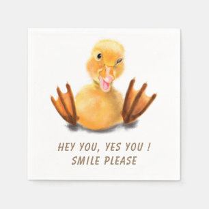 Servilleta De Papel Graciosa sonrisa lúdica en el pato amarillo - tex