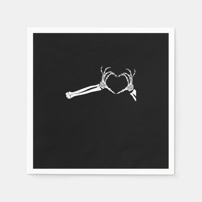 Servilleta De Papel Graciosas Manos del Corazón Skeleton. Halloween Co (Anverso)