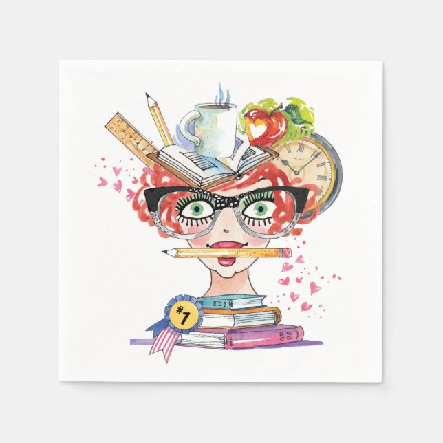 Servilleta De Papel Gracioso aprecio del profesor Lady Hearts (Anverso)