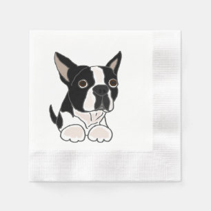 Servilleta De Papel Gracioso Boston Terrier Cachorro Arte Perro