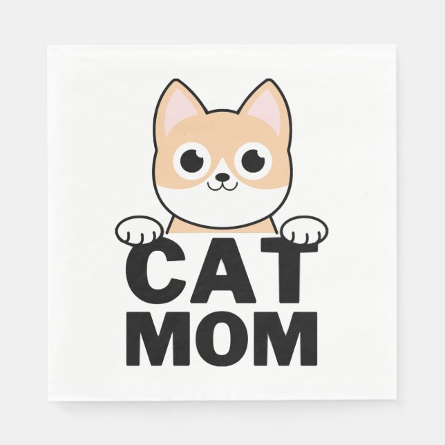 Servilleta De Papel Gracioso Cat Mom (Anverso)