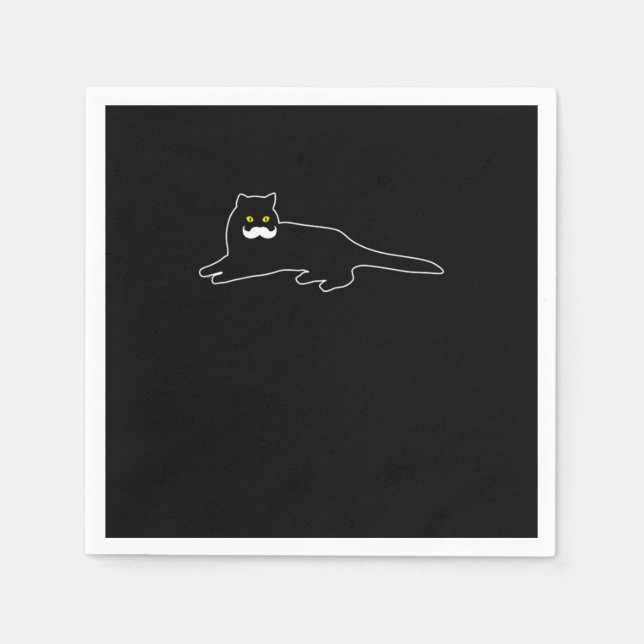 Servilleta De Papel Gracioso Cat Mustache Cat Lover (Anverso)