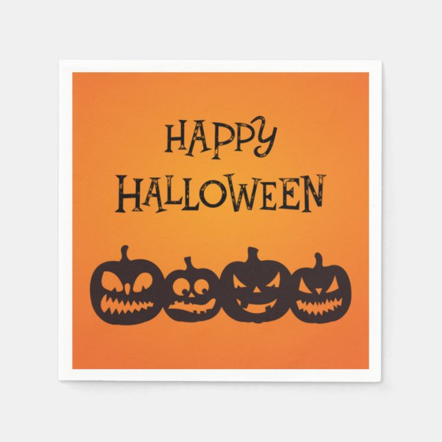 Servilleta De Papel Gracioso Cuarteto de Calabaza de Halloween tallado (Anverso)