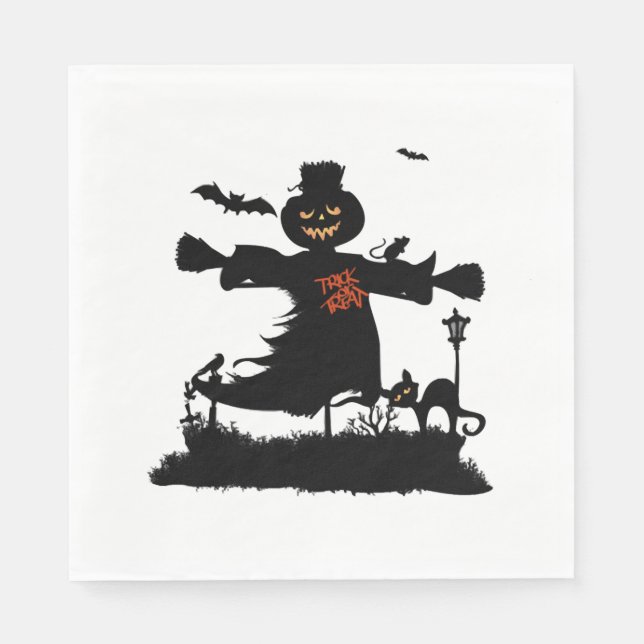 Servilleta De Papel Gracioso diseño de Halloween con espantapájaros (Anverso)