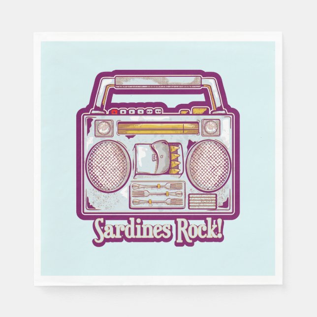 Servilleta De Papel Gracioso estéreo de sardinas (Anverso)