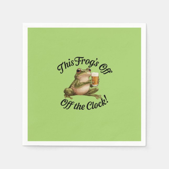 Servilleta De Papel Gracioso Fiesta de Jubilación de Rana Diseño Verde (Anverso)