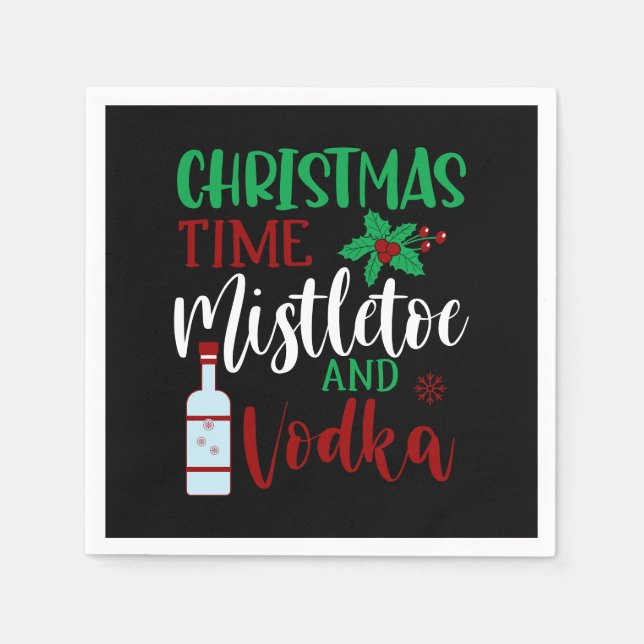 Servilleta De Papel Gracioso fiesta de Navidades de vodka bebiendo (Anverso)