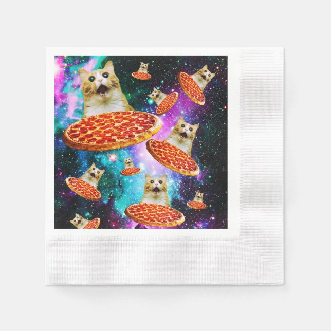 Servilleta De Papel Gracioso gatito de pizza espacial (Anverso)