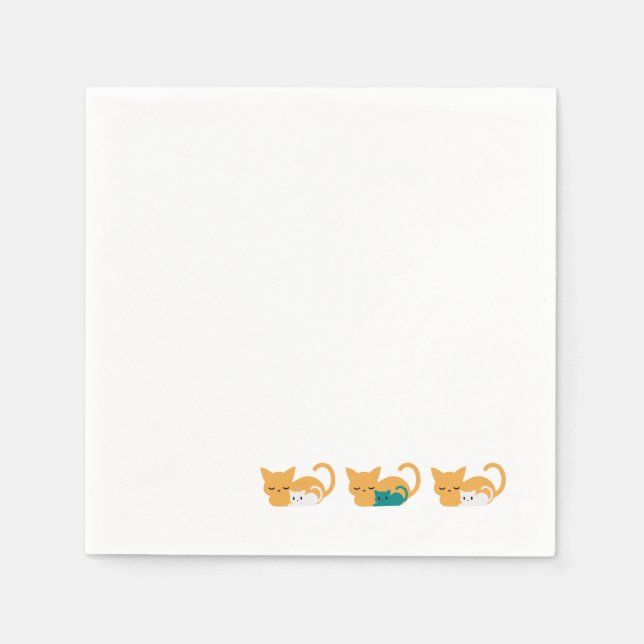 Servilleta De Papel Gracioso gato durmiente arte III (Anverso)