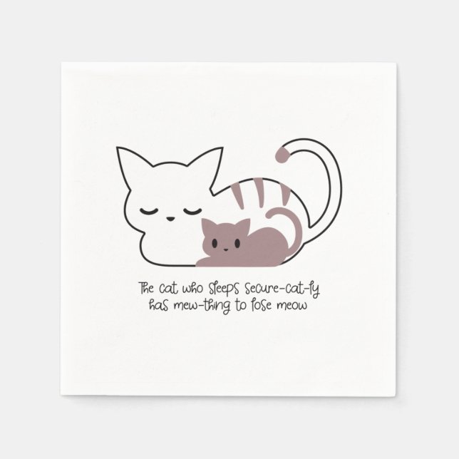 Servilleta De Papel Gracioso gato durmiente y arte II (Anverso)