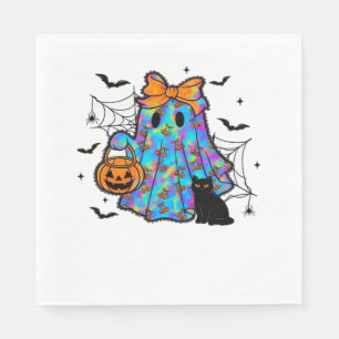 Servilleta De Papel Gracioso gato negro y fantasma Halloween esencial