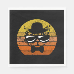 Servilleta De Papel Gracioso gato retro con gafas de sol y corbata de 