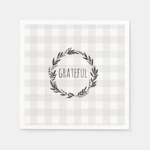 Servilleta De Papel Gracioso Gray Gingham Pattern Wreath