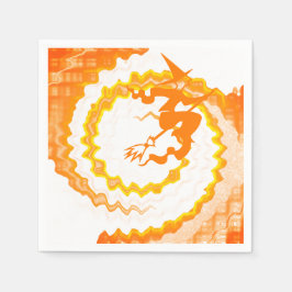 Servilleta De Papel Gracioso hechizo mágico de bruja voladora naranja 