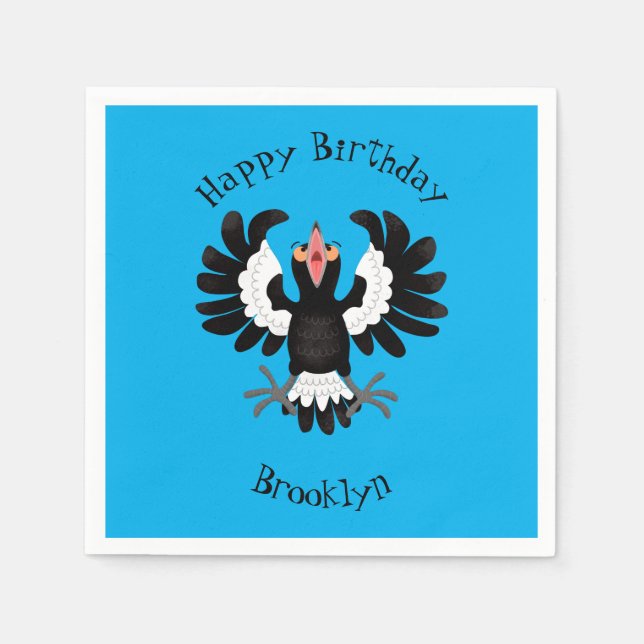 Servilleta De Papel Gracioso ilustracion de personalizado magpie austr (Anverso)