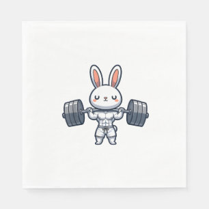 Servilleta De Papel Gracioso kawaii de halterofilia con conejo muscula