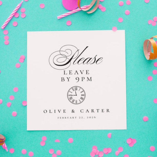 Servilleta De Papel Gracioso Leave Por 21:00 Boda Cocktail (Subido por el creador)