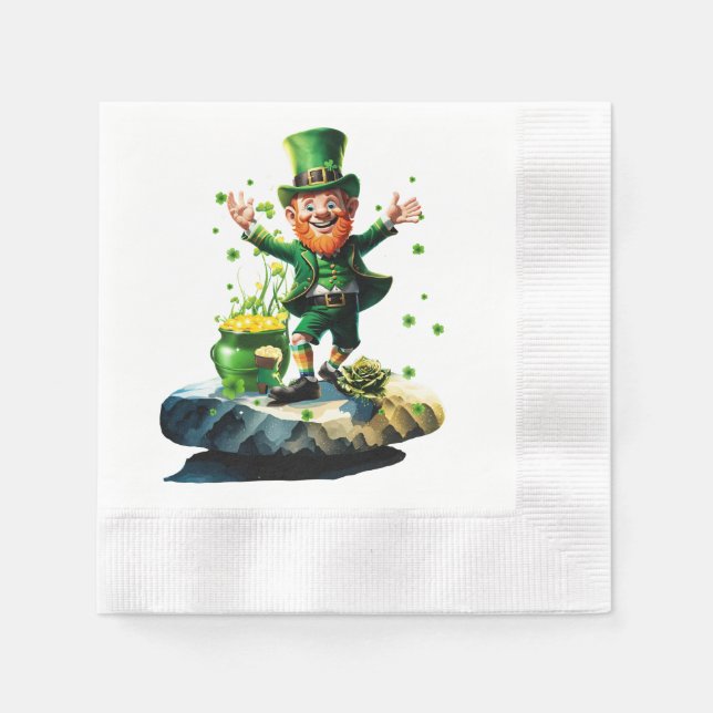 Servilleta De Papel Gracioso leprechaun feliz (Anverso)