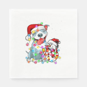 Servilleta De Papel Gracioso Navidad de Perro Pitbull Tee Snowman Xmas